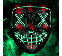 Balinco LED mask with 3 light modes - perfect for techno DJ | Halloween | cosplay | carnival | scary mask | neon mask | as an addition to a horror costume (green)