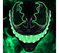 Balinco LED Venom Mask with 3 light modes - perfect for Techno DJ | Halloween | Cosplay | Carnival | Scary Mask | Neon Mask | as an addition to a horror costume (Green)