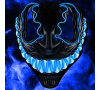 Balinco LED Venom Mask with 3 light modes - perfect for Techno DJ | Halloween | Cosplay | Carnival | Scary Mask | Neon Mask | to complement your horror costume (Blue)