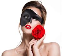 Balinco Opera Half Mask, Men's Mask, Ladies Mask, Venetian Carnival Mask, Half Face Mask, Halloween Mask, Face Mask Carnival (Black)