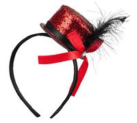 Balinco PARTYHUT, 20s hair clips top hat costume ladies & men, glitter top, new year's eve, carnival, fancy dress, party outfit accessories, gold, red, black, silver (red)