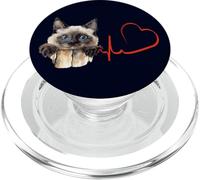 Balinese Cat Heartbeat EKG Funny Siamese Cat Lover Owner PopSockets PopGrip for MagSafe