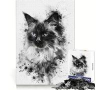 Balinese Cat Watercolor 1000 Pieces Puzzles for Adults Memory Ability Tranquil Pastime Secure Join Seasonal Gift (50x75cm)