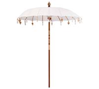 Balinese Parasol Cream Cotton and solid wood Outdoor Umbrella Garden vidaXL