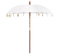 Balinese Parasol Cream Cotton and solid wood Outdoor Umbrella Garden vidaXL