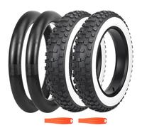 BALINGE 2 Pack Fat Tire for Ebike Mountain Bike Heavy Duty High-Performance Wear-Resistant E-Bike Mountain Snow Bike Tire 20" x 4"，White Wall - 2 Tires 2 Tubes 2levers