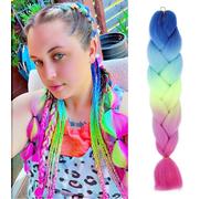 Balinghair 24" Ombre Braiding Hair Extensions Color Hot Water Setting High Temperature Synthetic Fiber (E7-1) 5 Tones E7 24" 1pc