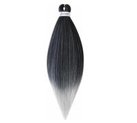 Balinghair 26" Pre Stretched Braid Hair Extensions Ombre Black to Grey Crochet Braids 1 B Grey 1 Piece 1B Grey 26 Inch 1 Piece