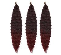 Balinghair 30 Inch Ocean Wave Braided Hair Extensions Long Curly Braids Ombre Black on Bordeaux Red (1B 1B / Error 30 Inch) (Pack of 30 Inches)