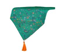 Balios Decor Table Runner Chinoiserie Flower Print, Faux 185cm Green