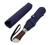 Balios Folding Umbrella Lux Hardwood Handle Auto Open Close Dark Navy