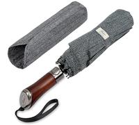 Balios Folding Umbrella Lux Hardwood Handle Auto Open Close Herringbone