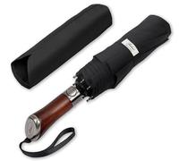 Balios Folding Umbrella Lux Hardwood Handle Auto Open Close JET BLACK