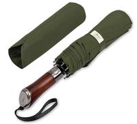 Balios Folding Umbrella Lux Hardwood Handle Auto Open Close Olive Green