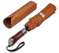 Balios Folding Umbrella Lux Hardwood Handle Herringbone Gold Flame