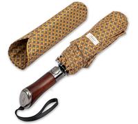 Balios Folding Umbrella Lux Hardwood Handle Pimlico in Mustard Navy