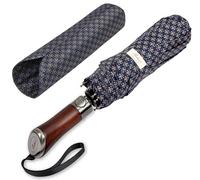 Balios Folding Umbrella Lux Hardwood Handle Pimlico Navy Bronze