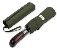 Balios Folding Umbrella Wood Handle Auto Open Close Vented Canopy Olive Green