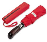 Balios Folding Umbrella Real Wood Handle Auto Open Close Vibrant Red
