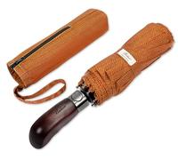 Balios Folding Umbrella Real Wood Handle Herringbone Gold Flame