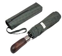 Balios Folding Umbrella Real Wood Handle Herringbone Navy Mustard