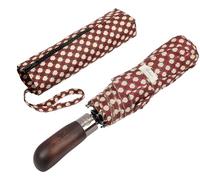 Balios Folding Umbrella Real Wood Handle Kimono Burgundy