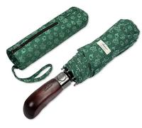Balios Folding Umbrella Real Wood Handle Maple Leaves Dark Green
