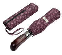 Balios Folding Umbrella Real Wood Handle Maple Leaves Red Plum