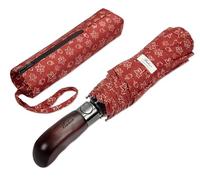 Balios Folding Umbrella Real Wood Handle Maple Leaves Sceptre Red