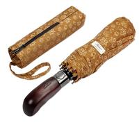 Balios Folding Umbrella Real Wood Handle Maple Leaves Spicy Mustard