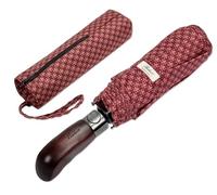 Balios Folding Umbrella Real Wood Handle Pimlico Burgundy
