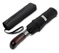 Balios Folding Umbrella Wood Handle Auto Open Close Vented Canopy Black