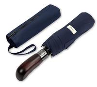 Balios Folding Umbrella Wood Handle Auto Open Close Vented Canopy Dark Navy