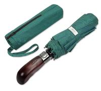Balios Folding Umbrella Wood Handle Auto Open Close Vented Canopy Herringbone Jade Green