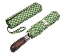 Balios Folding Umbrella Wood Handle Auto Open Close Vented Canopy Kimono Olive Night