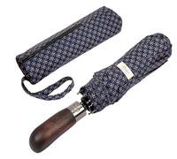 Balios Folding Umbrella Wood Handle Auto Open Close Vented Canopy Pimlico Navy Bronze
