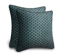 Balios Velvet Pillow Covers Set of 2, Decorative Cushion Covers for Sofa Couch, Hidden Zip, Covers Only, London Design - 18" x 18" (45 x 45 cm), Stonepath Weave in Midnight Blue
