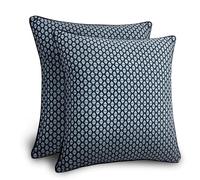 Balios Velvet Pillow Covers Set of 2, Decorative Cushion Covers for Sofa Couch, Hidden Zip, Covers Only, London Design - 18" x 18" (45 x 45 cm), Wyndham Trellis in Ink Blue