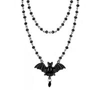 Balirek Gothic Bat Necklaces Moon Cross Necklaces Black Crystal Chain Halloween Black Pendant Choker Halloween Jewelry for Woman, Metal, No Gemstone