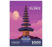 Bali's Day of Silence Illustration Jigsaw Puzzle 1000 Pieces, Historic Square Architecture, Thick Cardboard Pieces, Birthday Gift for Home Décor Fans, Paper Board, 38x26cm/1000pcs