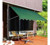 Balkon ning Without Drilling Manual Crank Sune UV-Resistant Waterproof Adjustable Height 250cm Wide Easy to Install Dark Green Color Perfect for Outdoor Spaces