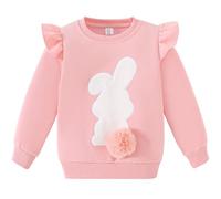 Balkorith Girls Bunny Sweatshirt Easter Ruffle Long Sleeve Shirt Baby Rabbit Pullover Tops 6 Years