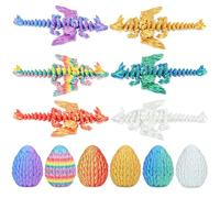 Balkwan Dragon Eggs Gift Set with Surprise Mini Winged Dragon Inside 3D Printed Articulated Crystal Toy Easter Eggs Fun Toy Christmas Basket Stuffers for Kids Boys and Girls (6pcs)
