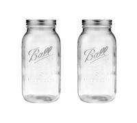 Ball - 64oz Mason Jars with Lids & Bands 2-Pack Half Gallon Mason Jars Clear Glass Jars for Kitchen Storage & Canning for Herbs, Jelly, Jams, and Spices 64 Ounce Wide Mouth Jars with Lid
