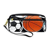 Ball Basketball Baseball Football Pencil Case Pen Bag Pouch PU Leather Stationery Pouch with Zipper for Boys Girls School & Office Supplies