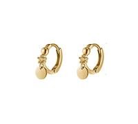 Ball Bead Disc Small Cartilage Hoop Sterling Silver Earrings for Women Girls Cubic Zirconia CZ Sequin Dangle Drop Huggie 7.5mm Hoops Hypoallergenic Dainty Jewelry for Girl Petite Earlobe (Gold)