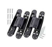 Ball Bearing Door Hinges Heavy Duty Hinges 2pcs Invisible Hidden Door Hinge Adjustable Cross(2PCS 40KG-Black)