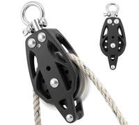 Ball Bearing Single Block Pulley for Marine Control Line Water Sports | Stainless Steel Core, Lightweight PA66 Nylon Shell, Top Rotating Hook, Excellent Load Bearing Capacity