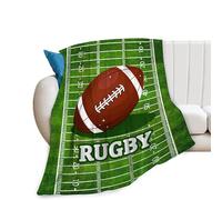 Ball Blanket Foot Ball Throw Blanket Green Rugby Blanket Gifts Ball Flannel Warm Soft Blanket for Couch Sofa Bed 40"x50"
