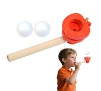 Ball Blowing Pipe - Wood 15x4.5x4.5cm | Breathing Exerciser | Wooden Blowing Ball | Smooth Ergonomic Playful Kids Party Supplies For Birthday Children's Day Thanksgiving